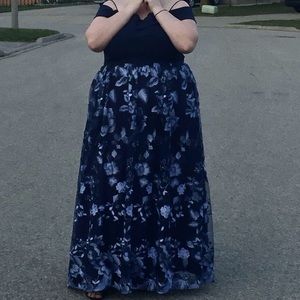 Navy floral prom dress